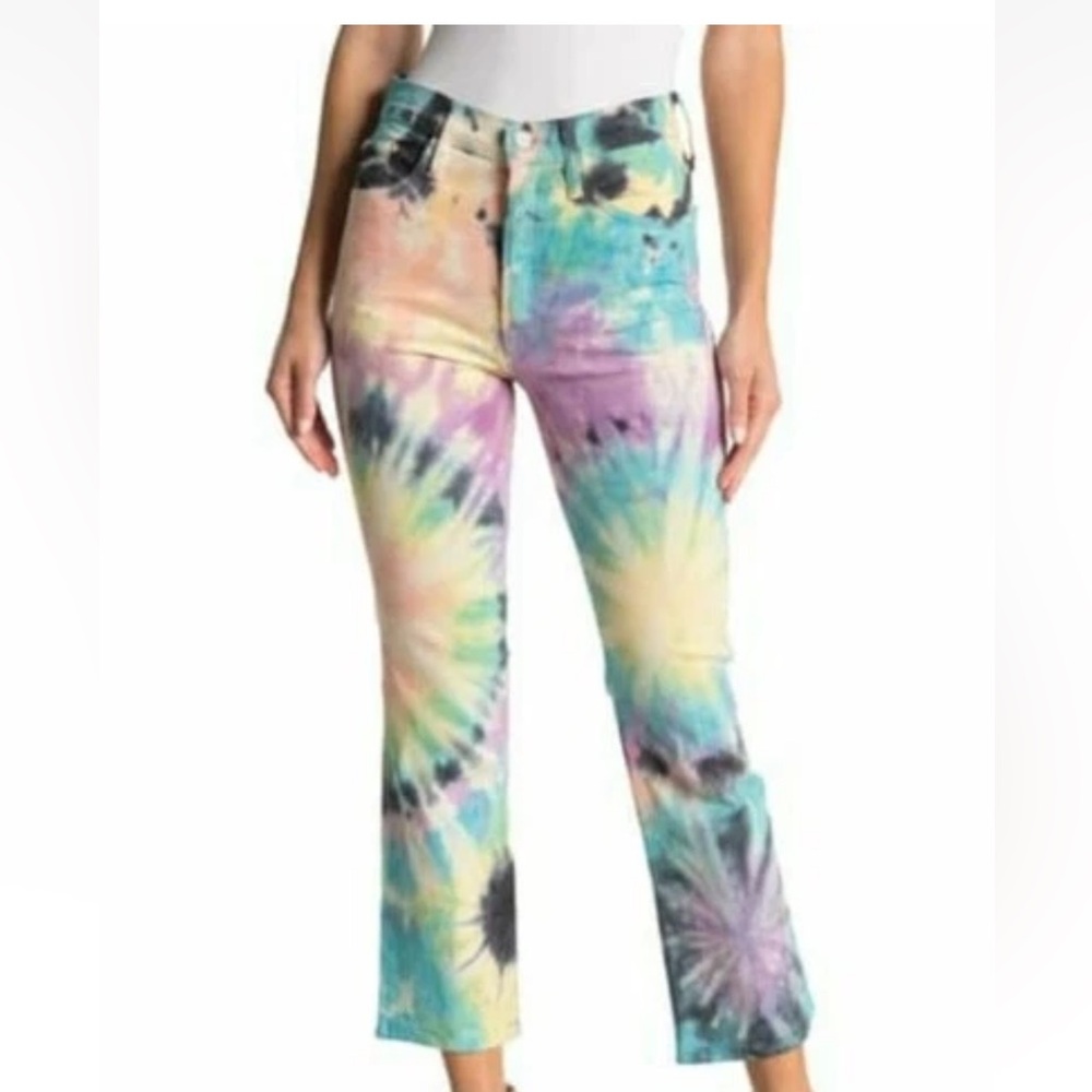 MOTHER Superior The Tripper Swirling Secrets Tie-Dye High Rise Jeans Sz 26 NWT